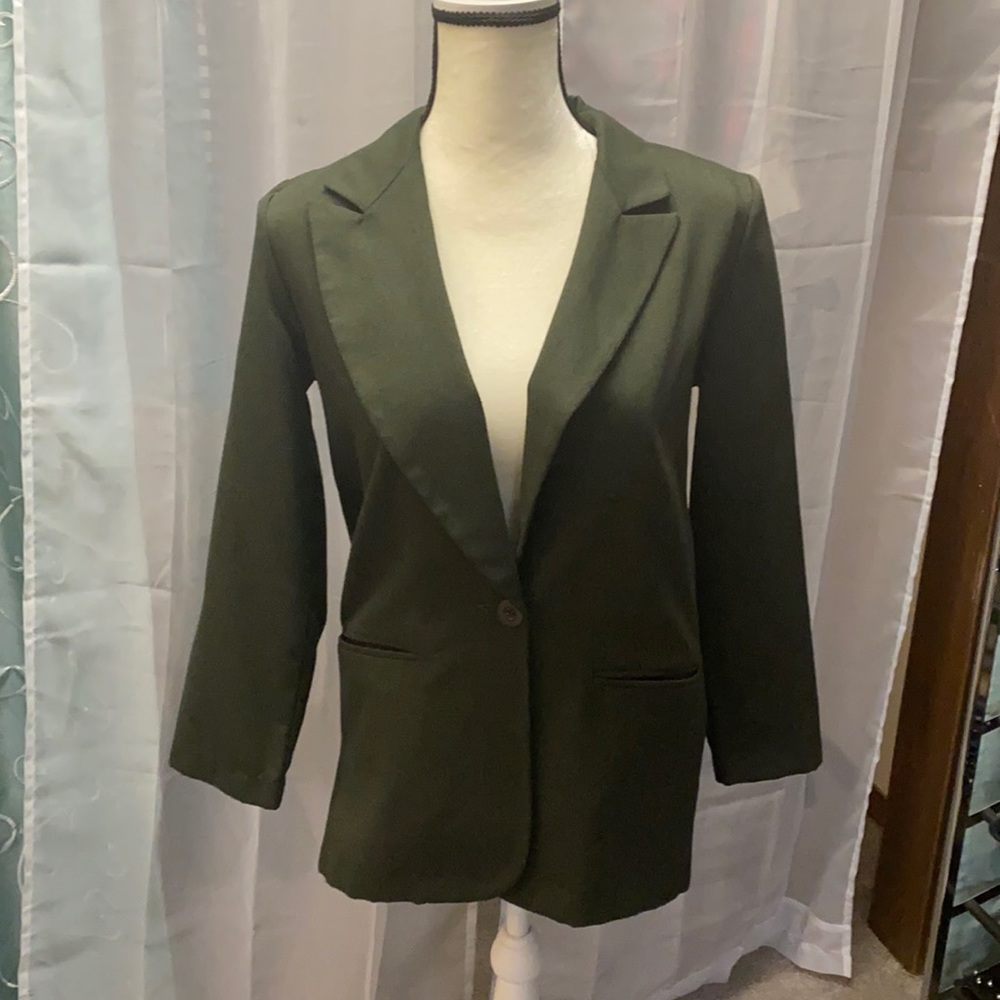 Modern Essentials dark green blazer petite extra small
